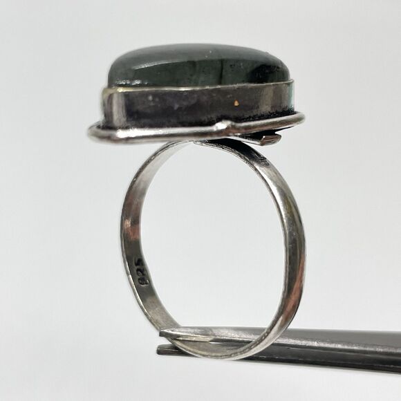 Pear Teardrop Cut Labradorite Silver Plated Ring Sz 9.5 Boho Statement - Picture 4 of 6